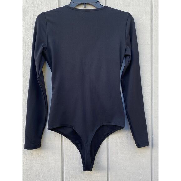 Abercrombie &‎ Fitch Long-Sleeve Seamless Fabric Keyhole Bodysuit Size S Black - Picture 6 of 12
